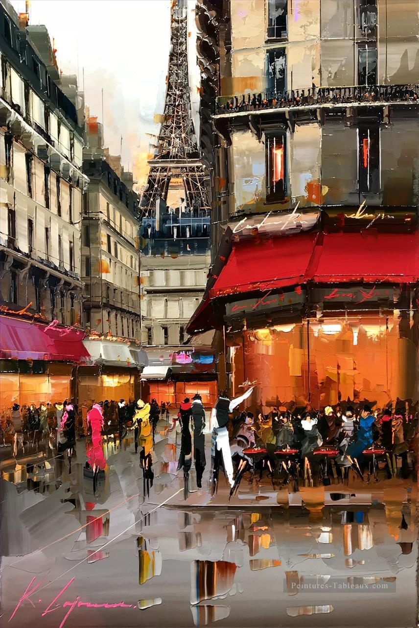 café sous Effel Tower Kal Gajoum Paris Peintures à l'huile